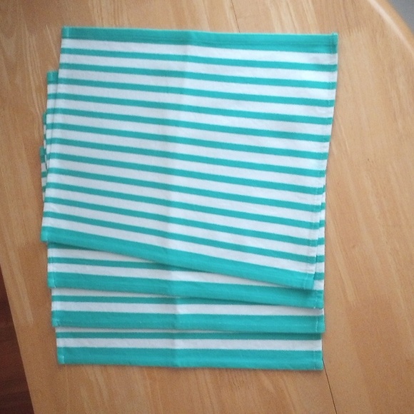 Placemats Cotton Canvas Turquoise and White - Set of 4 - Picture 6 of 8